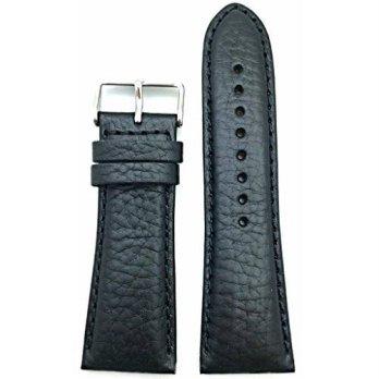 [worldbuyer] NewLife 28mm Black, Medium Padded, Smooth Shrunken Genuine Leather Watch Band/1352658