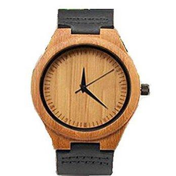 [worldbuyer] Niceshop Mens wood watch Fashion Bamboo Watch With Genuine Cowhide Leather Ba/1379343