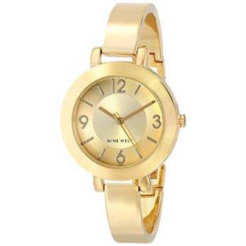 [worldbuyer] Nine West Womens NW/1630CHGB Champagne Dial Gold-Tone Bangle Watch/1375037