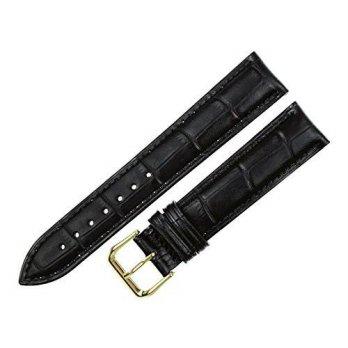 [worldbuyer] RECHERE 18mm Alligator Grain Leather Watch Band Strap Gold Buckle Color Black/1345070