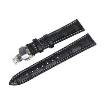 [worldbuyer] RECHERE 22mm Alligator Grain Leather Watch Band Strap Deployment Clasp Contra/1403794