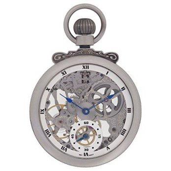 [worldbuyer] Regent Hills Vintage Brass Case Open Face Skeleton Pocket Watch With Chain 90/1341661