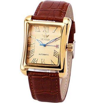 [worldbuyer] SEWOR 2015 Mens Fashion Dress Luxury Mechanical Wrist Watch Brown Leather Str/1379680