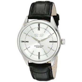 [worldbuyer] SO&CO New York Mens 5023.2 Madison Quartz Black Leather Strap Watch/1375363