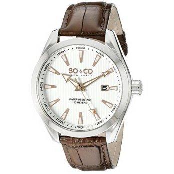 [worldbuyer] SO&CO New York Mens 5039L.3 Madison Quartz Date Luminous Hands and markers Br/1381649