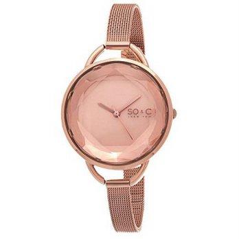 [worldbuyer] SO&CO New York Womens 5104.4 SoHo Quartz Rose Tone Dial with Faceted Glass an/1375749