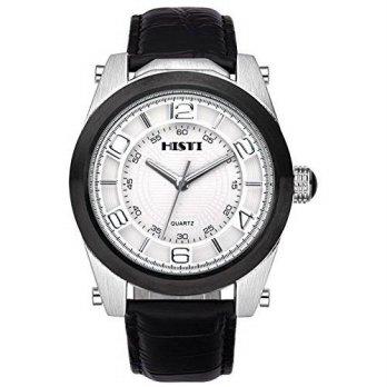 [worldbuyer] SOMEN TUNGSTEN Mens Big Oversized Face White Dial Black Leather Band Analog Q/1380843