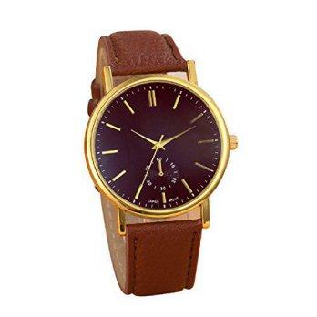 [worldbuyer] Sannysis Unisex Leather Band WristWatch Brown/1378116