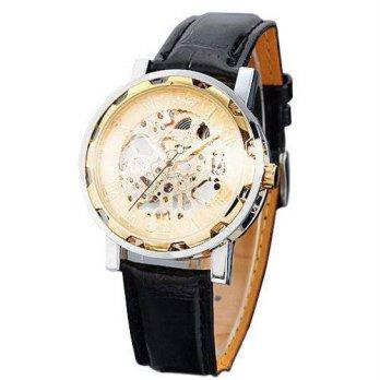 [worldbuyer] Seasonwind Vantasy Mens Luxury Gold Plated Stainless Steel Hand Wind Skeleton/1380567