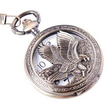 [worldbuyer] ShoppeWatch Eagle Design Pocket Watch With Chain Quartz Movement Arabic Numer/1374919