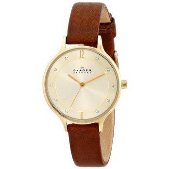 [worldbuyer] Skagen Womens SKW2147 Anita Rose Gold-Tone Stainless Steel Watch with Crystal/1373796