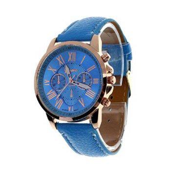 [worldbuyer] Smosee New Womens Roman Numerals Analog Quartz Wrist Watch(Blue)/1349234