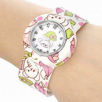 [worldbuyer] Soleasy Childrens Cartoon Bear Pattern Bendable Plastic Band Slap Watch(multi/507824