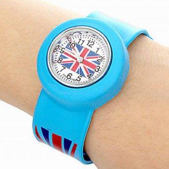 [worldbuyer] Soleasy Childrens UK Flag Pattern Bendable Plastic Band Slap Watch (blue) WTH/507820