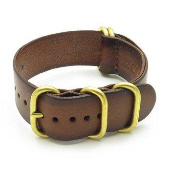 [worldbuyer] StrapsCo 18mm Brown Vintage Nato Zulu G10 Leather Watch Strap with Solid Bron/1353510