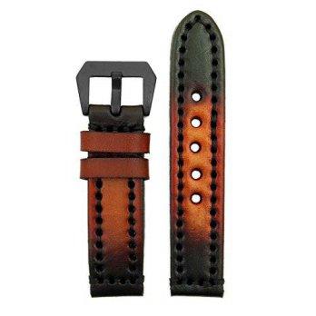 [worldbuyer] StrapsCo 20mm Vintage Thick Leather Watch Band in Rust with Heavy Duty Black /1354461