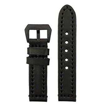 [worldbuyer] StrapsCo 22mm Vintage Thick Leather Watch Band in Black with Heavy Duty Stitc/1352189