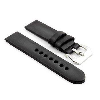 [worldbuyer] StrapsCo 24mm Vintage Charcoal Black 4mm Thick Leather Watch Strap/1354573