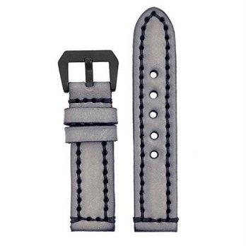 [worldbuyer] StrapsCo 24mm Vintage Thick Leather Watch Band in Grey with Heavy Duty Black /1362176