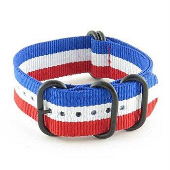 [worldbuyer] StrapsCo 26mm Premium Blue White Red Stripe Nato Zulu G10 Ballystic Nylon Wat/1355909