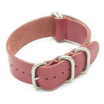 [worldbuyer] StrapsCo Leather G10 Nato Zulu Watch Strap in Red size 22mm/1363343