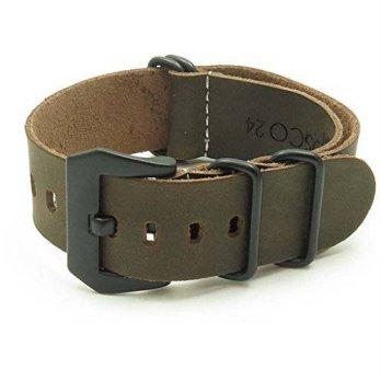 [worldbuyer] StrapsCo Leather G10 Nato Zulu Watch Strap in Dark Brown w/ Black Pre-V Buckl/1356164