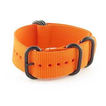 [worldbuyer] StrapsCo Orange Zulu G10 Ballistic Nylon Nato Watch Band with Matte Black Rin/1403660