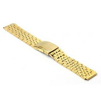 [worldbuyer] StrapsCo Yellow Gold Tone Stainless Steel Watch Band 20mm/1353159