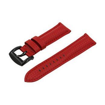 [worldbuyer] Swiss Reimagined 22mm Red Carbon Fiber Grain Padded Italian Calfskin Leather /1362673