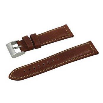 [worldbuyer] Swiss Reimagined 22mm Tan Natural Grain Calf Leather Watchband With Contrasti/1355146