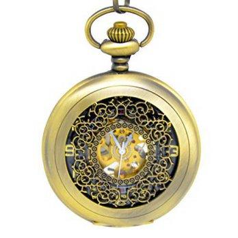 [worldbuyer] TIRIO Tirio Vintage Skeleton Mechanical Mens Pocket Watch Brass Tone with New/1343511