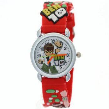 [worldbuyer] TMB10 TimerMall Ben 10 Circle Dial Red Strap Analogue Quartz Cartoon Watches/509183