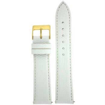 [worldbuyer] Tech Swiss 16mm Watch Band Genuine Leather Lizard Grain White Quick Release B/1344370