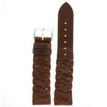 [worldbuyer] Tech Swiss Genuine Leather Braided Dark Brown Watch Band 18mm/1350354