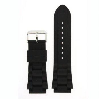 [worldbuyer] Tech Swiss Watch Band Silicone RubberLink Heavy Black Strap Waterproof Stainl/1354321