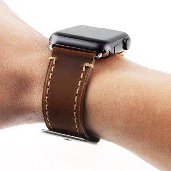 [worldbuyer] Tirnga Apple Watch Band,Genuine Leather Crazy horse Hand Made Vintage iwatch /1374985