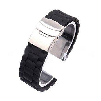 [worldbuyer] Tonsee Mens Silicone Rubber Watch Strap Band Waterproof with Deployment Clasp/1357359