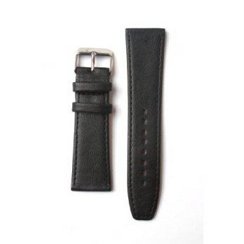 [worldbuyer] Toscana 16mm Black Soft Calfskin Leather Watchband with Leather Lining/1345352