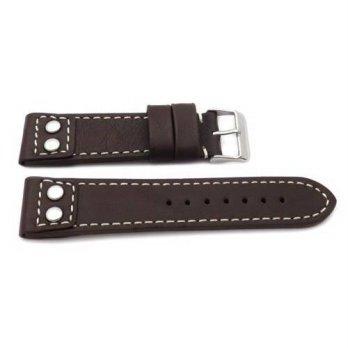 [worldbuyer] Toscana 22mm Dark Brown Pilot Style Watchband with Contrast Stitch and Water /1401672