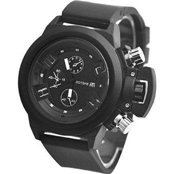 [worldbuyer] UE Fashion Mens Boys Black Gunmetal Silicone Strap Quartz Sport Style Bracele/1379873