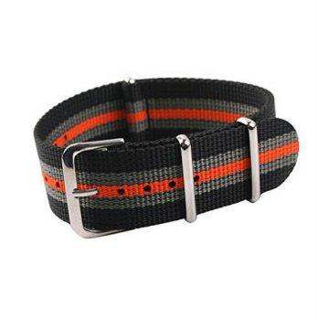 [worldbuyer] Uyoung 24mm Mens Orange Stripe Nylon Watch Band/1354519