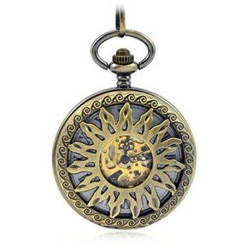 [worldbuyer] WZC Antique Bronze Sun Flame Hollow Out Mechanical Pocket Watch for men/1350421