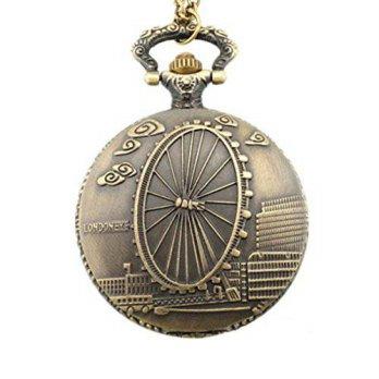 [worldbuyer] WZC Bronze Antique Ferris Wheel Quartz Pocket Watch/1350650