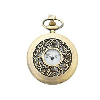 [worldbuyer] WZC Hollow Out Flowers Vintage Bronze Quartz Pocket Watch/1350638