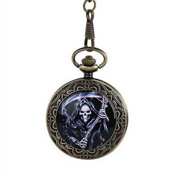 [worldbuyer] WZC Quartz Movement Unisex Punk Ghost Pocket Watch/1350620