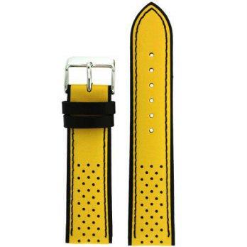 [worldbuyer] Watch Band Sport Design Yellow Black Genuine Leather 18 millimeter Tech Swiss/1349181