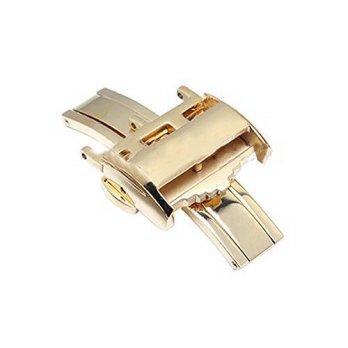 [worldbuyer] Wbo Stainless Steel Gold Deployment Butterfly Clasp Buckle for Longines (16mm/1343317