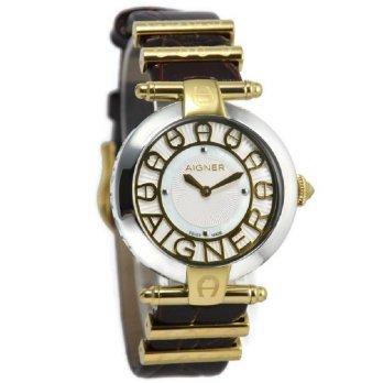 Aigner Jam Tangan Wanita Coklat Gold Leather Strap A16251 Siena