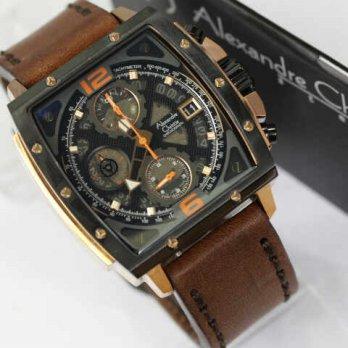 Alexandre Christie 6376 Rosegold Dark Brown Leather