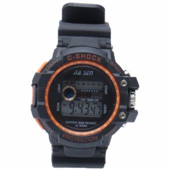 C-Shock - Jam Tangan Digital Pria - Rubber Hitam - Dial Hitam - Bezel Orange CSX 1015